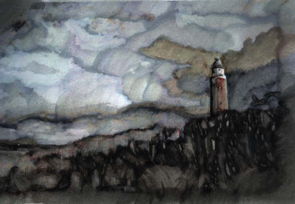 Leuchturm auf Texel, Nitromalerei